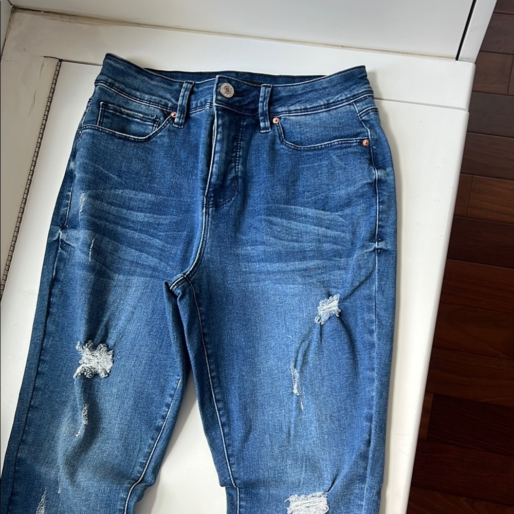 Royalty For Me Blue Skinny Jeans Modern Distressed